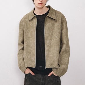 Venta al por mayor: Chaqueta de cuero PU vintage para hombre, 100% ante, suave, con cremallera, elegante, nuevo diseño, para exteriores 2026 - Product Image 2