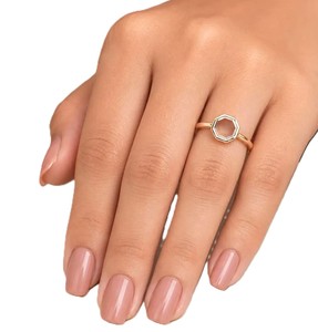 Wonderful Portrait Octagon Lab Grown Diamond 10K 14K 18K Solid Gold Solitaire <b>Ring</b> Bezel Set <b>Thin</b> Band Minimalist Bridal Jewelry - Product Image 4
