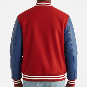 Top Trending Men's <b>Red</b> Varsity <b>Jacket</b> Hooded High Street Style <b>Waterproof</b> Embroidered Logo Casual Autumn Wear Regular Fit - Product Image 2