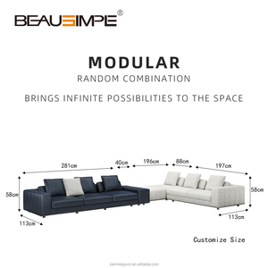 Sofá de tela modular Seccional de estilo minimalista de diseño italiano de gama alta con muebles para toda la casa para sala de estar de Villa - Product Image 3