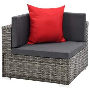 Ensemble de canapé de jardin gris foncé avec coussin rouge et rotin gris – Mobilier d'extérieur élégant - Product Image 6
