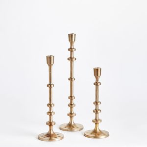 Juego de Portavelas de Aluminio Fundido, Portavelas Cónicos de Aluminio Fundido Dorado Moderno de Primera Calidad, Ideales para Decoración Moderna - Product Image 1