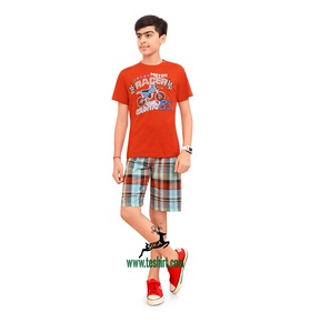 Ensemble de vêtements pour bébé en deux pièces, 100% coton, unisexe, manches courtes, bio-wash, 180g, TEE, shorts, OEM, directement de l'usine de Tirupur, Inde - Product Image 3