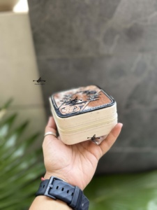 Cowhide Leather Stylish Travel Jewelry Organizer Compact <b>Case</b> Genuine Hand Tooled Leather Accessory Holder Gift Storage - Product Image 3