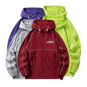 Veste coupe-vent à capuche pour homme, décontractée, printemps, fermeture éclair, couleur unie, coupe classique, polyester, légère, vêtements d'extérieur - Product Image 5