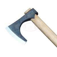Meilleure vente fait à la main nordique survie Tomahawk hachette forgé Viking Nordland acier à haute teneur en carbone bois peau de vache fourreau en cuir