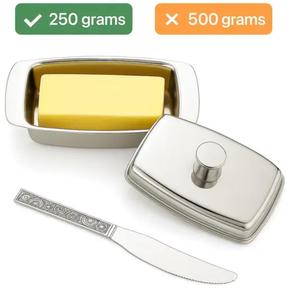 จานใส่เนยสแตนเลสพร้อมฝาปิด จานใส่เนยทรงสี่เหลี่ยมสำหรับโต๊ะอาหารเช้า - Product Image 2