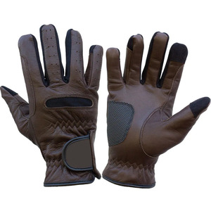 Gants en cuir à doigts entiers, respirants, antidérapants, compatibles avec les écrans tactiles, pour l'extérieur, hiver, unisexe, fermeture à scratch - Product Image 3