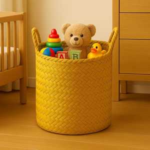 Panier et sac de rangement pour jouets en rotin tressé à la main |   Organisateur multifonctionnel écologique pour enfants |   Stockage Durable pour la Maison - Product Image 1