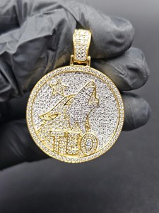 Colgante de Cabeza de Lobo con Moissanita VVS y Nombre Personalizado TEO, Joyería Hip Hop con Aspecto de Diamante, Pieza Destacada - Product Image 2
