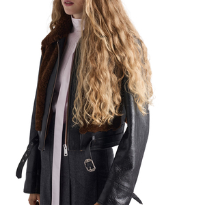 <b>Top</b> Luxury Women's Genuine Leather and Shearling Jacket Sheepskin Aviator <b>Coat</b> OEM Custom Private Leather <b>top</b> Label Manufacturer - Product Image 3