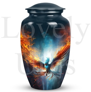Urne funéraire élégante pour adulte, bleu phénix, lieu de repos pour cendres humaines, urne de crémation décorative, souvenir commémoratif. - Product Image 2