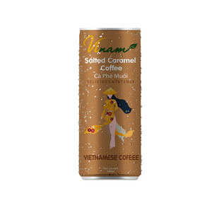 Vinam Brand 240mL RTD Vietnamese <b>Coffee</b> Milk Mellow Taste Salted Caramel Sugar Flavor High Grade Can (Tinned) 12-16 Brix - Product Image 3