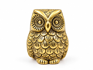 Statue de hibou en finition or antique, figurine d'oiseau décorative en métal, style vintage, ornement de table, décoration de luxe pour la maison - Product Image 1
