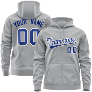 Sweat-shirt à capuche zippé pour homme avec nom et numéro personnalisés, manches raglan, pour vêtements d'équipe - Product Image 1