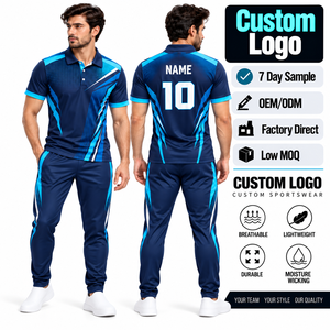 Custom Team Sports Jersey <b>Cricket</b> Uniform Set Breathable Lightweight Polo <b>Shirt</b> and Track Pants Name Number Uniform - Product Image 1