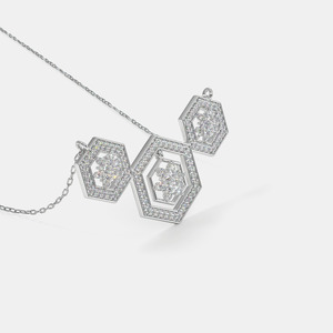 Collar con Colgante de Diamante Hexagonal Geométrico de Oro Blanco Cultivado en Laboratorio - Product Image 2