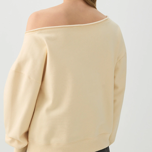 Sudadera de invierno para mujer, amarillo claro, con forro polar, estilo informal, puños y dobladillo acanalados, cómoda, estilo urbano, de la marca Shoulder Sorority. - Product Image 3