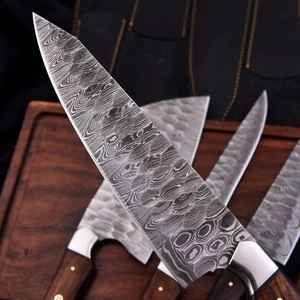 Custom Handmade Damascus Steel Full Tang Durable Kitchen <b>Knife</b> Set Professional Cleaver Fillet Paring Professional Kitchen Set - Product Image 4