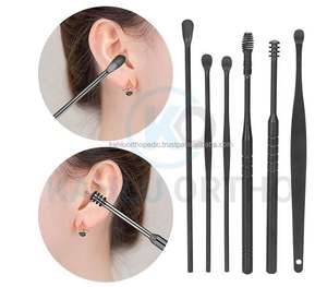Kit de 6 outils de nettoyage d'oreilles en acier inoxydable noir pour l'élimination du cérumen par KAHLU ORTHOPEDIC - Product Image 5