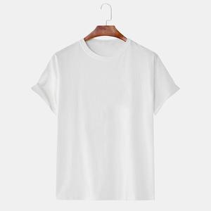 T-shirt uni décontracté pour homme en coton doux, manches retroussées, idéal pour le quotidien et la vente en gros pour hommes et femmes, été - Product Image 3