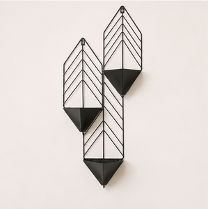 Modern 3-Tier Geometric <b>Wall</b> Mounted Metal <b>Planter</b> Rust-Resistant Black Powder Coated <b>Garden</b> Holder for Indoor Succulents - Product Image 3
