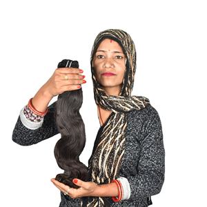 Extensiones de cabello humano indio Bodywave negro sin procesar 100%, paquetes crudos baratos, rizos de onda Afro de tejido profundo Suelto - Product Image 1