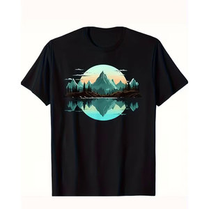 เสื้อยืดพิมพ์ลายสะท้อนแสงขนาดใหญ่สำหรับผู้ชาย เสื้อยืดกราฟิกผ้าฝ้ายพรีเมียม เนื้อนุ่ม ระบายอากาศได้ดี สวมใส่สบายๆ ทันสมัย เหมาะสำหรับใส่ในชีวิตประจำวัน - Product Image 1