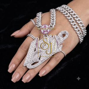 SHRAMAN DIAMOND Collier pour homme Hip Hop Rapper en Argent 925 Plaqué Or, avec Pendentifs Personnalisés Initiales et Nom, Sertis de Diamants, avec Attache Étoile, Pendentifs Fins - Product Image 4