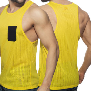 Camiseta sin mangas de malla personalizada de alta calidad, ligera para el verano, con diseño de bolsillo frontal, color personalizado, nuevo diseño. - Product Image 5