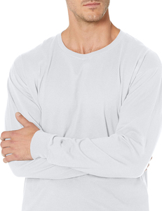 Camisetas de manga larga con cuello redondo para hombre, color blanco, mejor precio, servicio OEM ODM, camisetas personalizadas de manga larga para hombre - Product Image 3