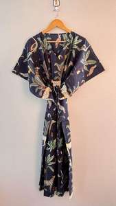 Robe kaftan en coton indien à imprimé floral animalier, vêtements de détente grandes tailles - Product Image 6
