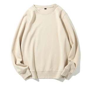 Sudadera de Felpa de Algodón, Corte Regular, Estilo Casual, Color Sólido, Manga Larga, Cuello Redondo, Sin Capucha - Product Image 1