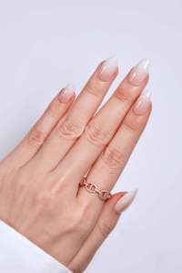 Ongles à presser en ABS de forme amande, couleur nude, longueur moyenne, OEM ODM, estampage personnalisé, artificiels, ombré or, 24 pièces - Product Image 3