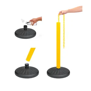 4set/KIT Plastic Stanchion Spiral POST-W Yellow/black Crowd Control Queue Line Stanchion Water Filled Warning Post