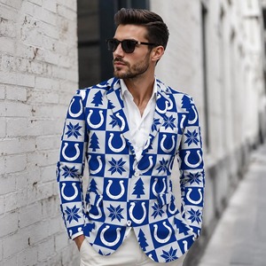 Blazer bleu imprimé de haute qualité pour homme |   Veste vintage tendance |   Veste de sport inspirée du football |   Vêtements uniques pour les fêtes et les jours de match - Product Image 5