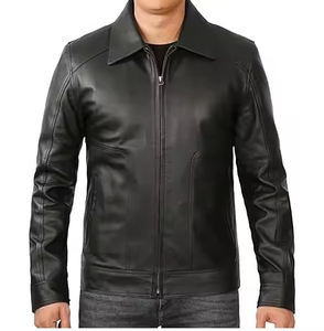 Chaqueta de Cuero para Motociclista, de Piel Vacuna Auténtica Negra, al por Mayor |   Chaqueta de invierno con cuello vuelto estilo cremallera de ZOHAN CREATIONS - Product Image 5