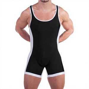 Singlet de lutte noir pour homme, ajusté, sans manches, en spandex et nylon, vêtements de sport - Product Image 5
