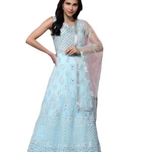 Vestido Anarkali de trabajo a mano con bordado de red pesado de diseñador más reciente de Fab Zone - Product Image 1