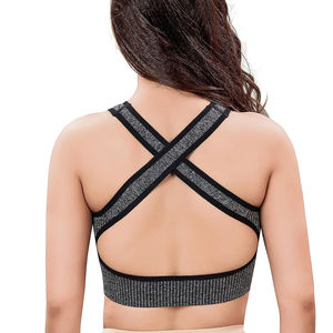 Nouveau soutien-gorge de sport noir réglable avec détail dos découpé, lisse, haute performance et ultra-extensible pour femme adulte - Product Image 2