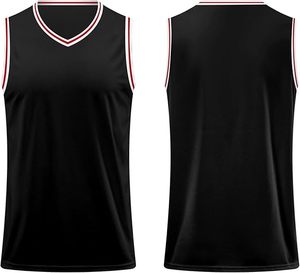 Maillot de basket-ball sans manches noir pour adultes, col en V, uniforme d'équipe, 100% polyester, logo personnalisé imprimé sur le devant - Product Image 1