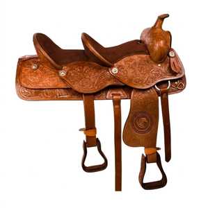 Horse Western Double Seater Saddle with Genuine Leather with Leather <b>Covering</b> <b>Stirrup</b> - Product Image 2