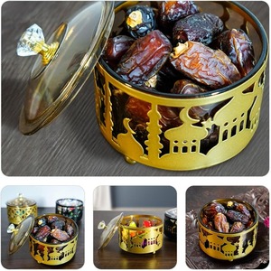 Tarro de dulces premium para Ramadán con tapa, caja contenedora de aperitivos Eid Mubarak, cuenco para almacenar azúcar, bandeja para fiestas de Ramadán, plato árabe para cocina y alimentos. - Product Image 5