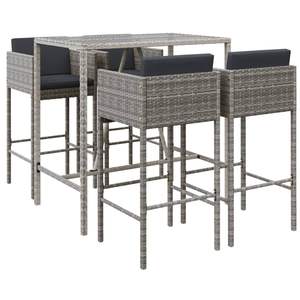 Ensemble de bar de jardin en rotin PE gris 5 pièces avec repose-pieds, collection de meubles d'extérieur durables et élégants - Product Image 2