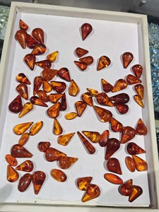 Piedras Preciosas de Ámbar en Forma de Lágrima Hechas a Mano, Color Rojo Anaranjado Pulido, Piedras Sueltas Naturales, Suministros para la Fabricación de Joyería al por Mayor - Product Image 1