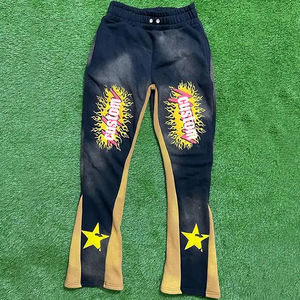 Fabricants de vêtements : Survêtements d'hiver pour hommes en coton, coupe évasée, style vintage délavé à l'acide et effet soleil, avec impression en relief - Product Image 5