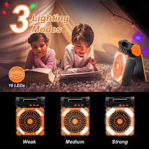 Linterna LED Recargable de 5200mAh, Ventilador Solar para Camping, Banco de Energía Portátil de Emergencia con 4 Velocidades de Viento y 3 Niveles de Iluminación - Product Image 6