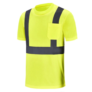 เสื้อยืดสะท้อนแสง Hi Vis สำหรับผู้ชาย เสื้อทำงานเพื่อความปลอดภัยที่มองเห็นได้ชัดเจน เสื้อยืดน้ำหนักเบาสำหรับงานก่อสร้างและงานถนน - Product Image 3
