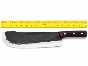 Cuchillo de Caza de Acero D2 con Mango de Micarta Rojo y Negro, Funda de Cuero, Hoja de Punta Caída de 15 Pulgadas, Cuchillo de Caza Personalizado para Exteriores - Product Image 2