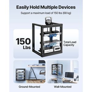 ตู้แร็คเซิร์ฟเวอร์แบบติดผนัง 12U โครงเปิด รับน้ำหนักได้สูงสุด 150 ปอนด์ ประตูเปิดได้ 180 องศา ผลิตจากเหล็กกล้าคาร์บอน สำหรับเครือข่าย - Product Image 3